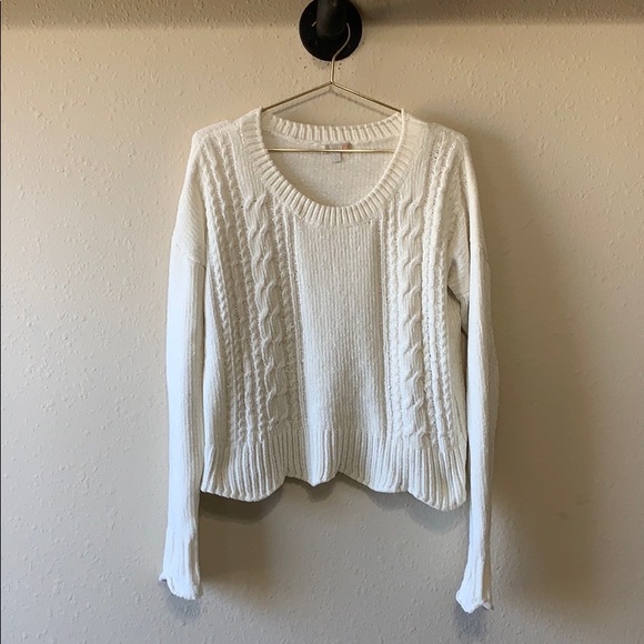 Gianni Bini Crop Cable Knit Chenille Sweater Sz L - Picture 1 of 6